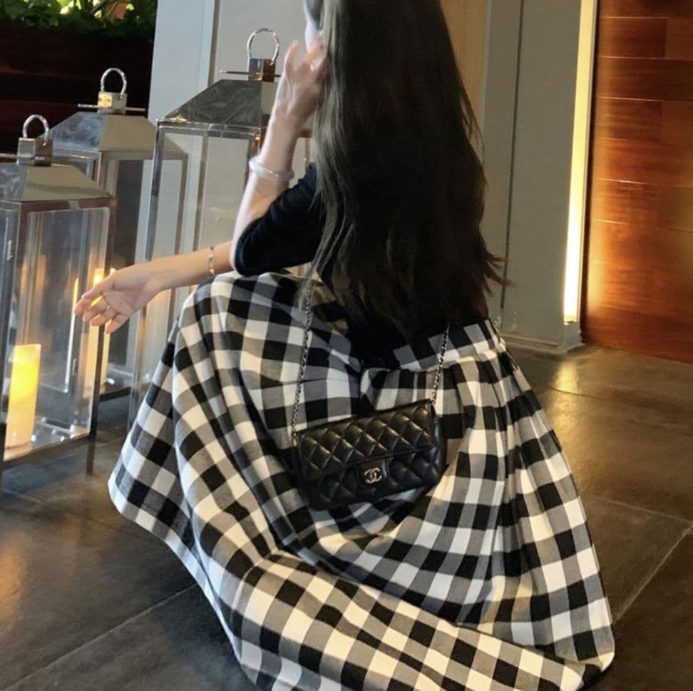 ギンガム チェック 優美な格子模様ロングスカート