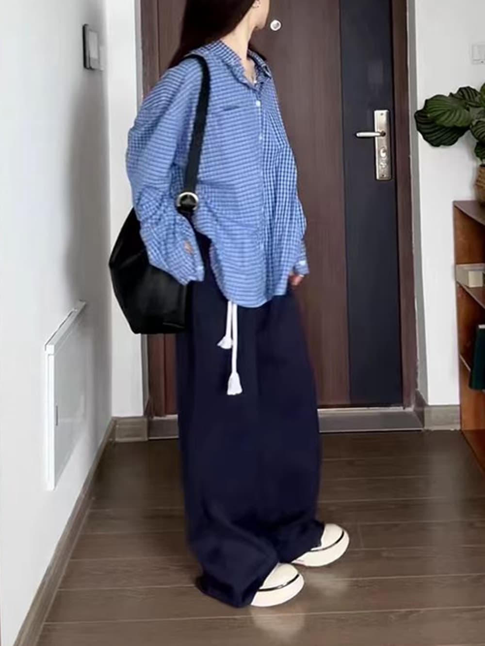 ギンガム チェック ゆったりシルエット格子柄ブラウス