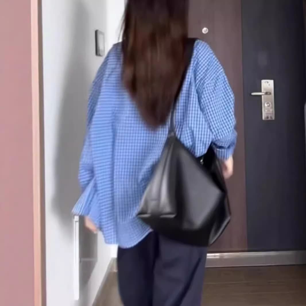 ギンガム チェック ゆったりシルエット格子柄ブラウス