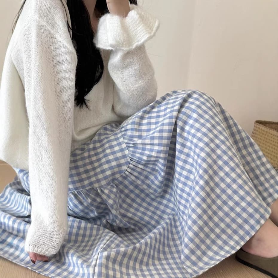 ギンガム チェック 優しい雰囲気の格子柄フレアスカート