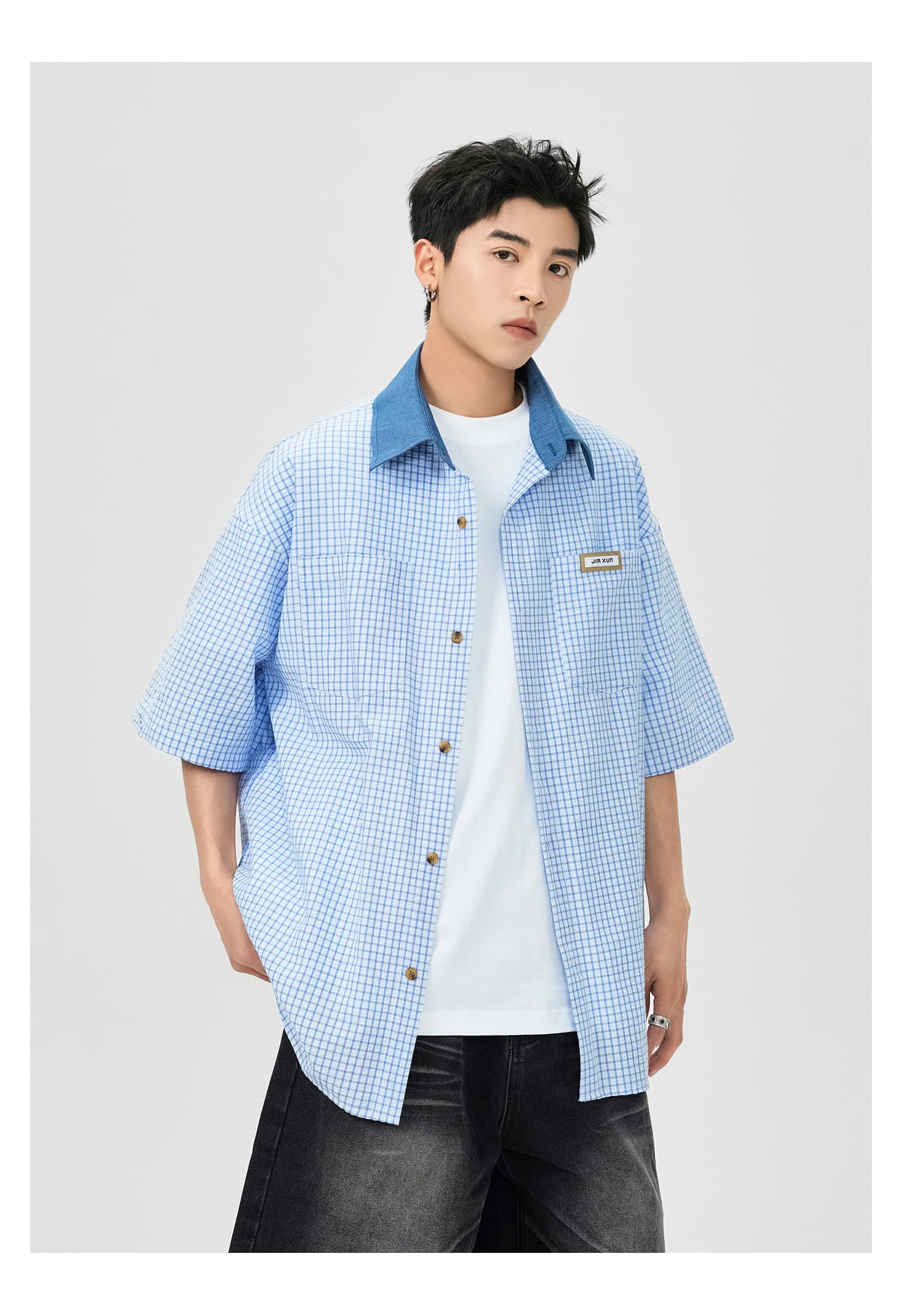 ギンガム チェック 涼やか格子柄半袖シャツ