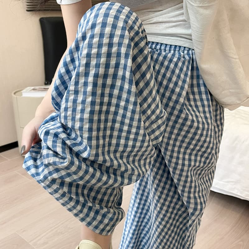 ギンガム チェック ゆったりギンガムチェックルームパンツ