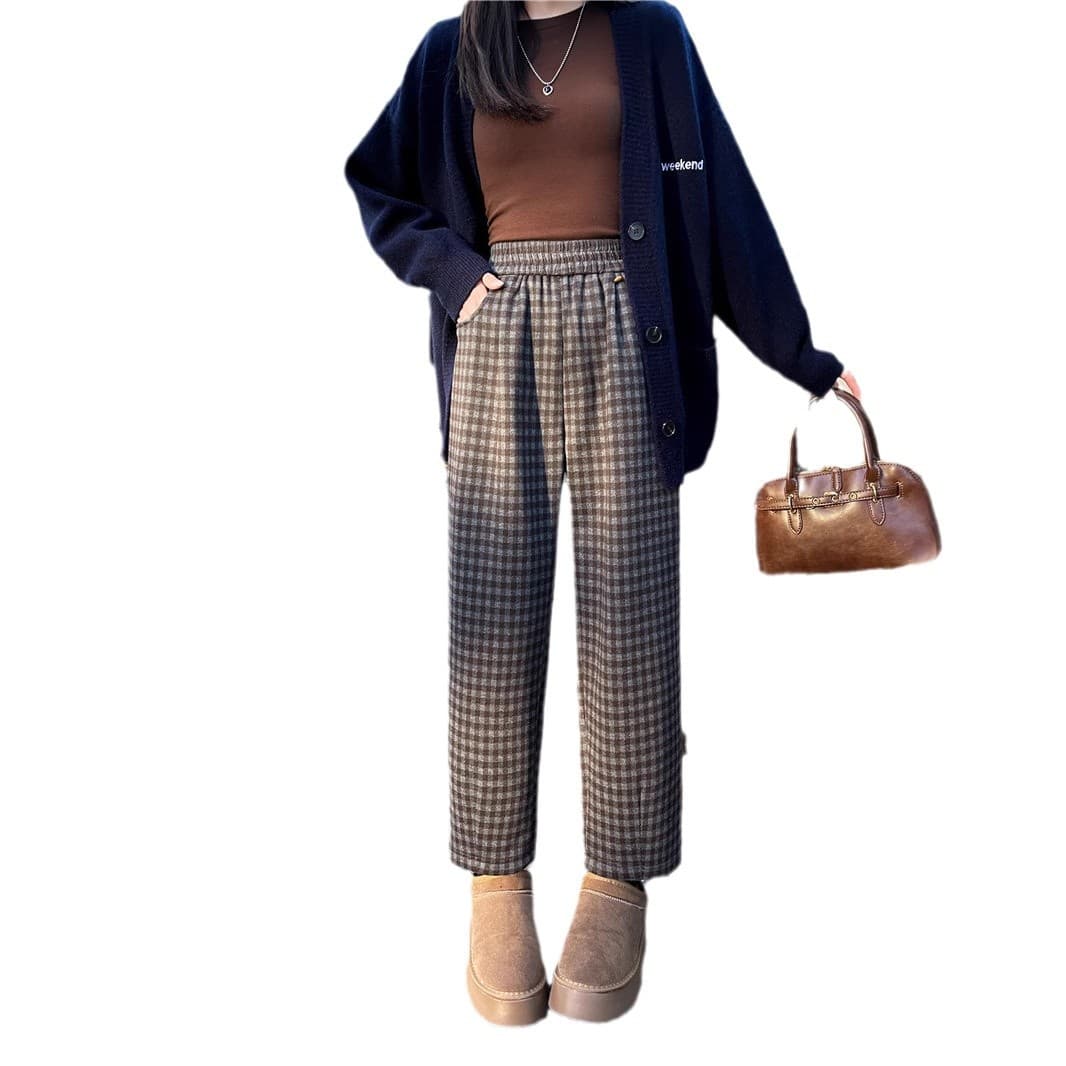 ギンガム チェック ギンガムチェック 起毛ウール パンツ